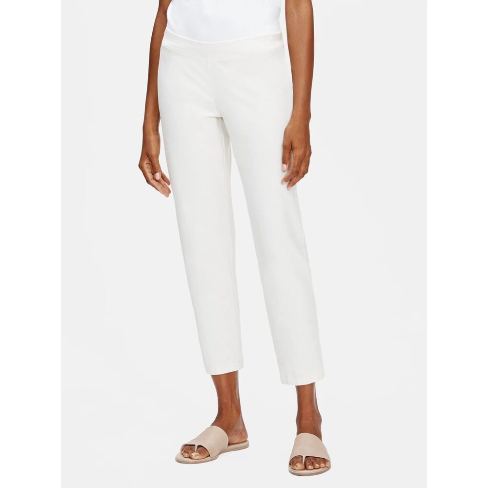 EILEEN FISHER‎ Crepe Slim Ankle Pant White Large